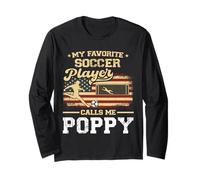My Favorite Soccer Player Calls Me Poppy Bandiera USA Fathers Day Maglia a Manica
