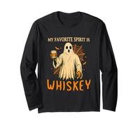 My Favorite Spirit Is Whiskey Funny Halloween Ghost Drinking Maglia a Manica