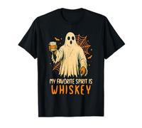 My Favorite Spirit Is Whiskey Funny Halloween Ghost Drinking Maglietta