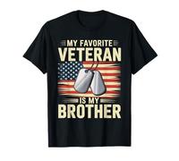 My Favorite Veteran Is My Brother Veterans Day Bandiera Americana Maglietta