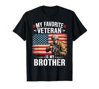 My Favorite Veteran Is My Brother Veterans Day Bandiera Americana Maglietta