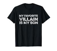 My Favorite Villain Is My Son Dad Mom Funny Parent Figli Ragazzi Maglietta
