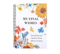 My Final Wishes, agenda a spirale per la fine della vita, planner con scritta "Death Spiral Estate Planner Things You Need Know When I'm Gone", 18,8 x 25,7 cm, per affari e oggetti di proprietà, fiori