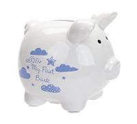 My First Bank 1364 - Salvadanaio a forma di maialino, colore: Bianco con stelle e nuvole