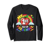 My First Day of Preschool Funny Colorful Rainbow Kids Maglia a Manica