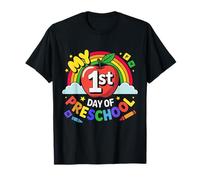My First Day Of Preschool Funny Colorful Rainbow Kids Maglietta