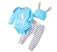 My First Easter Pagliaccetto Tutine A Maniche Lunghe 2 Pezzi Vestiti Pasqua Neonato Bambino Pagliaccetto di Coniglio Bodysuit Vestito Bunny Tutina Pasqua Outfit Pigiamino Bimba+Cappello