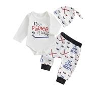 My First Hockey Stagione Baby Boy Abiti Nuovo Giocatore in Town Body Hockey su ghiaccio Pantaloni Jogger Cappello Carino 3 Pz Neonato Autunno Vestiti Welcome Home 3 6 12 18 Mesi, bianco, 6-12 Months