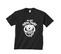 My First Metal T-Shirt Kids Rock Metal Music Cute Kid T Shirt Regalo Tattoo Top, T-shirt Nera Stampa Bianca, 7-8 Anni