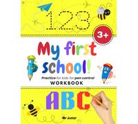 My first school: "A fun learning book for kids: Exploring Words, Shapes, and Numbers!" "An exciting learning adventure for children aged 3 and up!" ... learning: Words, Shapes, and Numbers!"