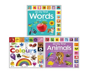 My First Tabbed Board Book 3 Books Collection Set By DK(My First Animals, My First Words, My First Colours Lets Learn Them All)