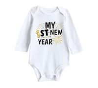 My First Year Abbigliamento neonato Baby Boy Girl Nuovo Anno Abbigliamento Letter Print Tutina Tuta Tuta Abbigliamento Set, bianco, 12-18 Mesi