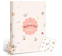 My First Year Baby Memory Book - Diario A4 e album dei ricordi con grazioso motivo floreale, include 12 adesivi, regalo per nascita, battesimo e baby shower