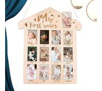 My-First Year Photo Display Wood Board | 12 mesi New-born Milestones Picture Frame - Neutral Baby Keepsake Frame 1st Birthday Pa-rty Nursery Decor Gi-ft