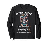 My Five Rules Divertente GNOME Umorismo Sarcastico Relatable Maglia a Manica