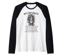 My Five Rules Divertente GNOME Umorismo Sarcastico Relatable Maglia con Maniche Raglan