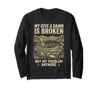 My Give A Damn Is Broken Funny Retirement Fishing Dad Maglia a Manica