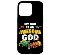 My GOD is an Awesome GOD - Christian Faith Kids Dinosaur Custodia per iPhone 15 Pro Max