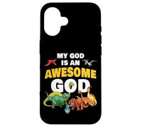 My GOD is an Awesome GOD - Christian Faith Kids Dinosaur Custodia per iPhone 16