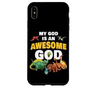 My GOD is an Awesome GOD - Christian Faith Kids Dinosaur Custodia per iPhone XS Max