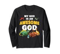 My God is an Awesome God - Christian Faith Kids Dinosaur Maglia a Manica