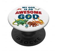 My GOD is an Awesome GOD - Christian Faith Kids Dinosaur PopSockets PopGrip Adesivo