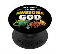 My GOD is an Awesome GOD - Christian Faith Kids Dinosaur PopSockets PopGrip Adesivo