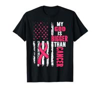 My God Is Bigger Than Cancer Breast Carino Nastro Rosa Gesù Maglietta
