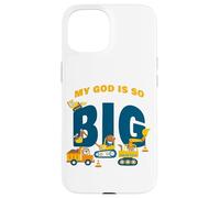 My GOD is So Big - Construction Kids Christian Faith Animals Custodia per iPhone 15