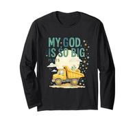 My God Is So Big Psalm 147:5 Construction Truck Watercolor Maglia a Manica