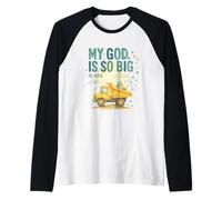 My God Is So Big Psalm 147:5 Construction Truck Watercolor Maglia con Maniche Raglan