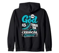 My God Is Stronger Than Cervicale Cancer Awareness Teal Felpa con Cappuccio