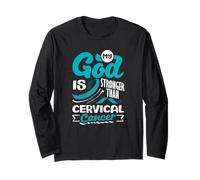 My God Is Stronger Than Cervicale Cancer Awareness Teal Maglia a Manica