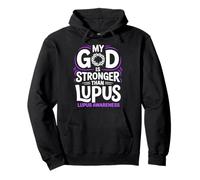 My God is Stronger Than Lupus Nastro Viola Consapevolezza Lupus Felpa con Cappuccio