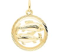 My Gold Ciondolo con pesce del segno zodiacale (senza catena), in vero oro giallo 333 (8 carati), Ø 15 mm, rotondo, segno zodiacale oroscopo di medie dimensioni Oro giallo, Nessuna pietra preziosa