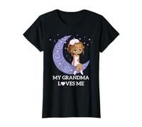 My Grandma Loves Me Cute Moon Sleepy Girl Grafica Maglietta