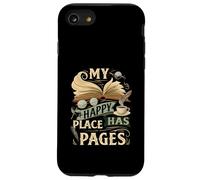 My Happy Place Has Pages Book Lover Reading Bibliophile Custodia per iPhone SE (2020) / 7/8