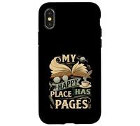 My Happy Place Has Pages Book Lover Reading Bibliophile Custodia per iPhone X/XS