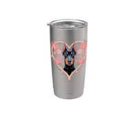 My Heart Beats Doberman Guard Dog Dobie Owner Bicchiere termico in acciaio inox doppia parete