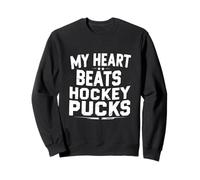 My Heart Beats Hockey Pucks Sarcastico Hockey Umorismo Felpa