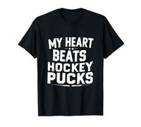 My Heart Beats Hockey Pucks Sarcastico Hockey Umorismo Maglietta