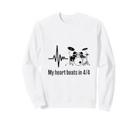 My Heart Beats in 4/4 Drummer Drum Kit Ritmo Felpa