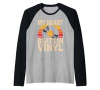 My heart beats in vinile Retro Music Player Maglia con Maniche Raglan
