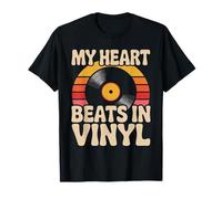 My heart beats in vinile Retro Music Player Maglietta