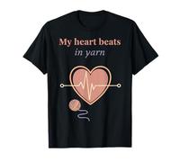 My Heart Beats in Yarn Funny Crochet Amante Maglietta