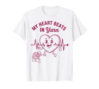 My Heart Beats in Yarn Funny Crochet Amante Maglietta