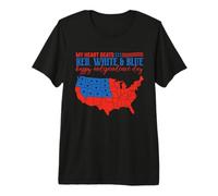 My Heart Beats Red, White & Blue USA Map 4th of July Maglietta Premium