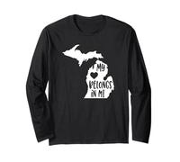 My Heart Belongs in Mi Michigan US State Pride Maglia a Manica