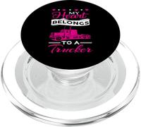 My Heart Belongs To A Trucker - Cute Love Trucker Wife PopSockets PopGrip per MagSafe
