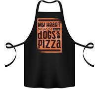 My Heart Belongs To Cani & Pizza Divertente Cotone Grembiule 100% Biologico